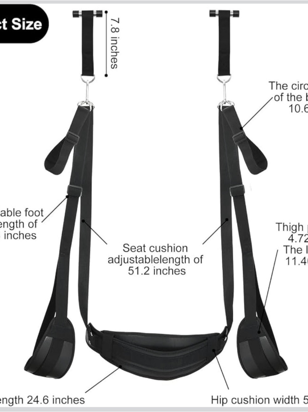Black Adjustable Hanging Swing Seat Sling for Home Games Outdoor Games